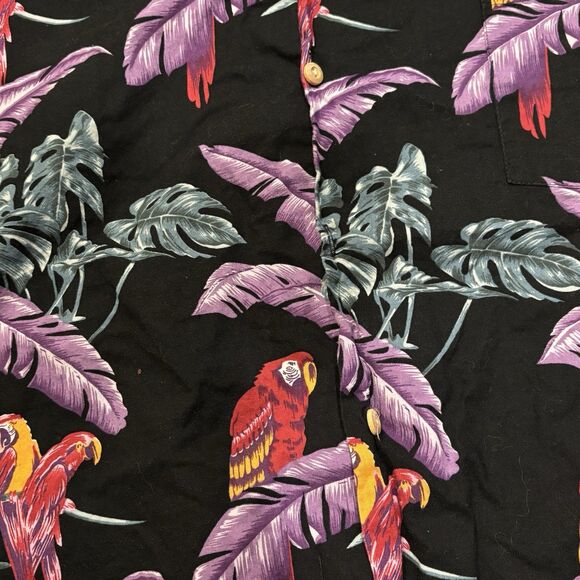 VTG Paradise Found Shirt Mens 3XL Black Purple Parrot Magnum Pi USA Hawaiian - Picture 4 of 7